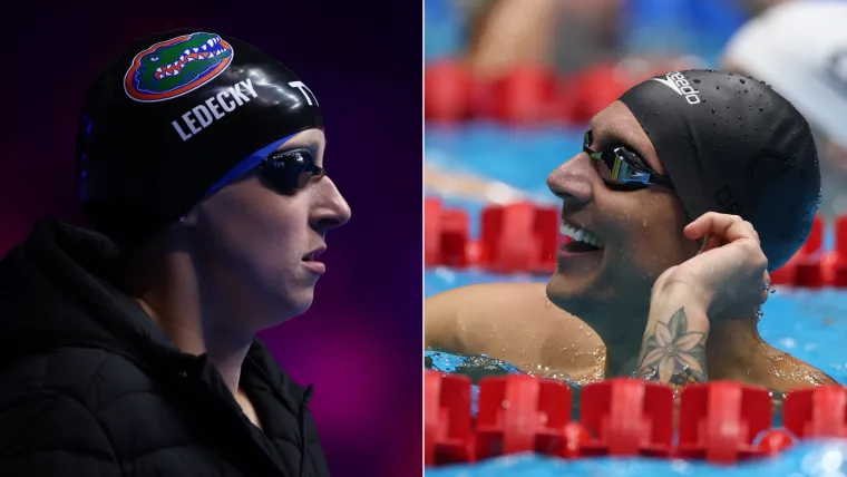 Katie Ledecky (left) and Caeleb Dressel (right)