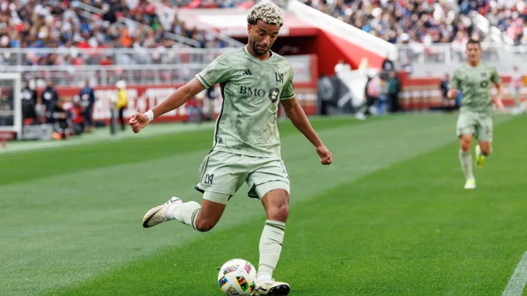 LAFC midfielder Timothy Tillman prepares to cross the ball