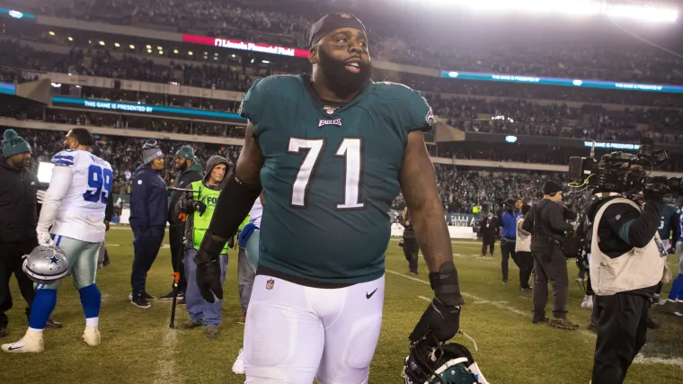 Jason Peters walks off the field.