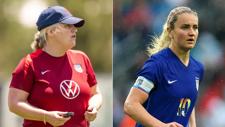 Emma Hayes and Lindsey Horan of USA split