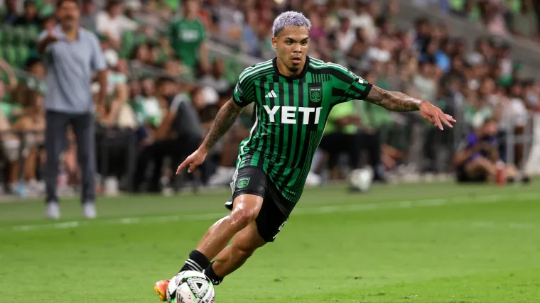 Austin FC's Daniel Pereira dribbles with the ball during a match