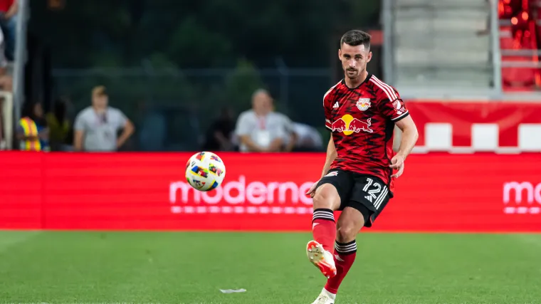 Dylan Nealis of the New York Red Bulls passes the ball during a match