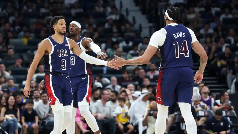 Tyrese Haliburton, Bam Adebayo and Anthony Davis