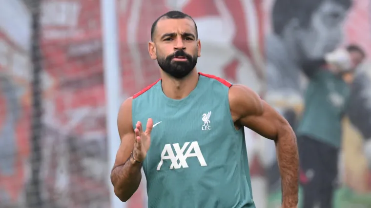 Mohamed Salah of Liverpool in training