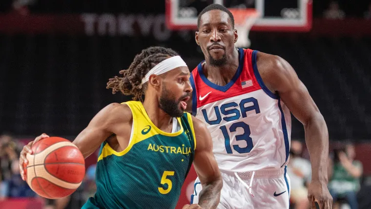 Patty Mills (Australia), Bam Adebayo (USA) 07092024