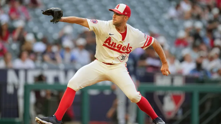 Jul 12, 2024; Anaheim, California, USA; Los Angeles Angels starting pitcher Tyler Anderson (31) throws in the third inning against the Seattle Mariners at Angel Stadium. Mandatory Credit: Kirby Lee-USA TODAY Sports