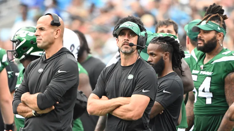 Aaron Rodgers on sideline during preseason game