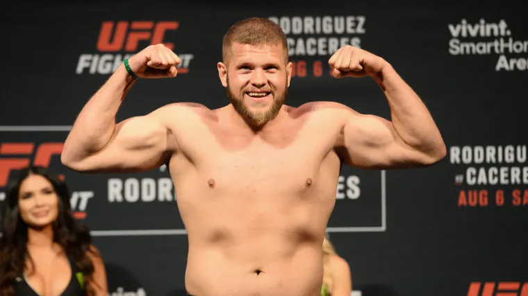 Aug 5, 2016; Salt Lake City, UT, USA; Marcin Tybura weighs in against Viktor Pesta (not pictured) for UFC Fight Night at Vivint Smart Home Arena. 