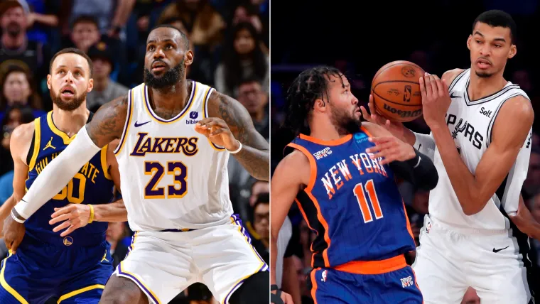 LeBron James (Lakers), Stephen Curry (Warriors), Jalen Brunson (Knicks), Victor Wembanyama (Spurs) 08092024