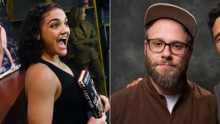 Laurie Hernandez, Seth Rogen 08012024