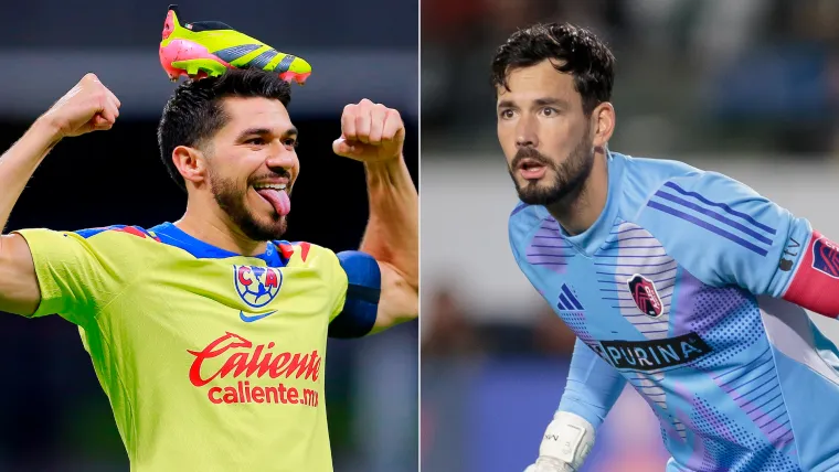 Henry Martin of Club America and Roman Burki of St Louis City split