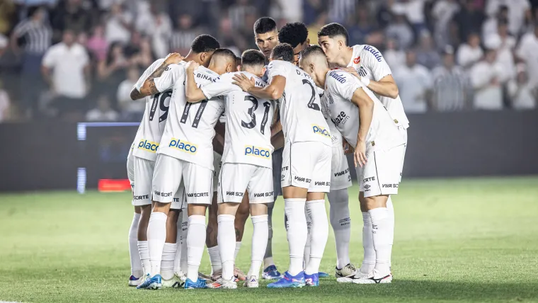 TIme do Santos no jogo contra o Novorizontino pela Série B do Brasileirão