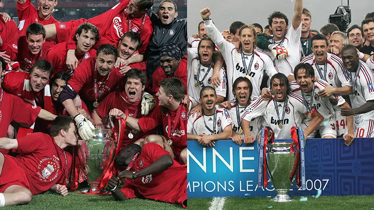 Times do Liverpool e do Milan campeões da Champions League em 2004/05 e 2006/07, respectivamente