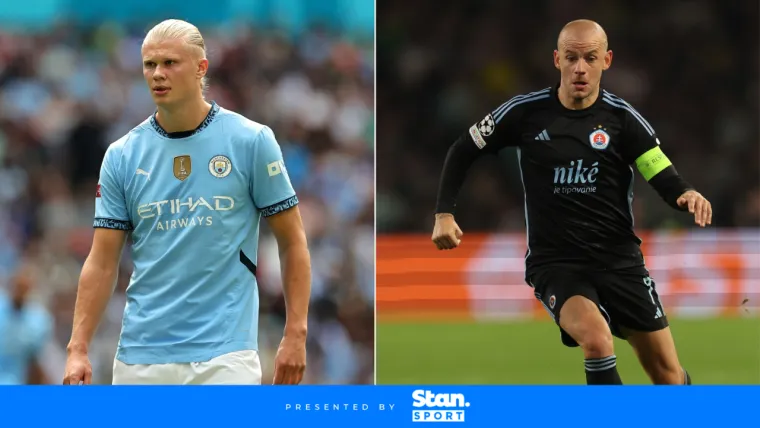 Erling Haaland Man City Vladimir Weiss Slovan Bratislava 09292024