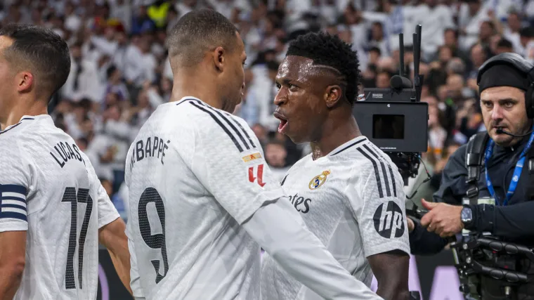 Vinicius Jr and Kylian Mbappe of Real Madrid