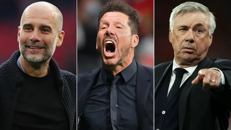 From left to right: Pep Guardiola, Diego Simeone, and Carlo Ancelotti