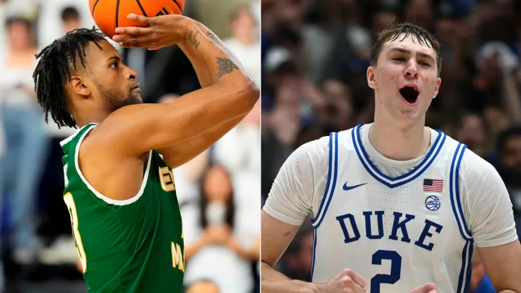 George Mason's Darius Maddox and Duke's Cooper Flagg 