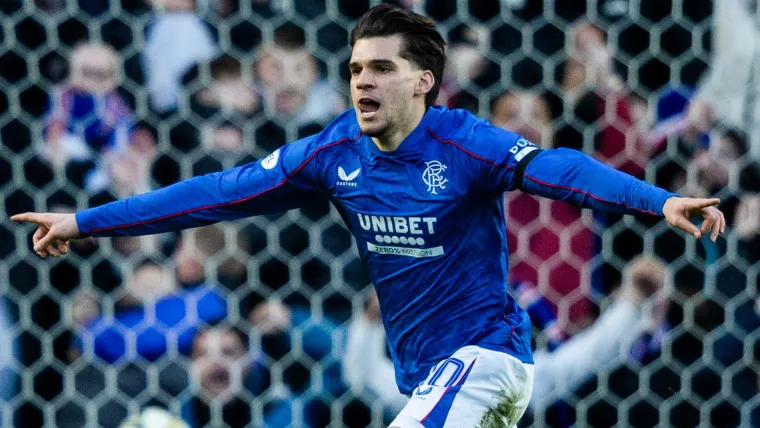 Ianis Hagi celebrates a goal for Rangers