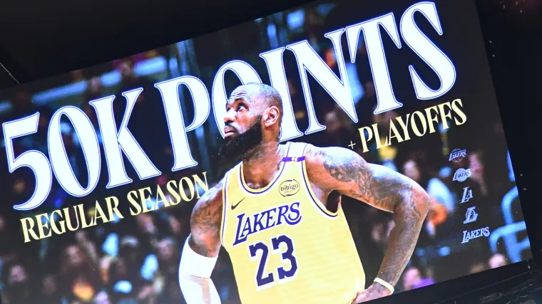 A view of LeBron James Los Angeles Lakers reached 50,000 points