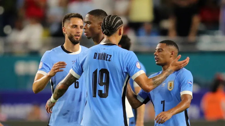 Jogadores do Uruguai durante a Copa América de 2024