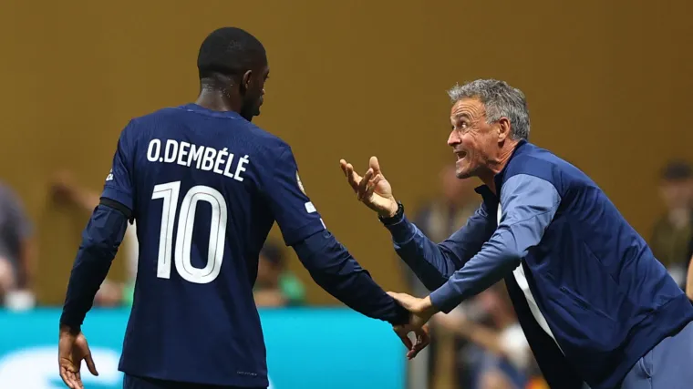 Ousmane Dembele and Luis Enrique of PSG