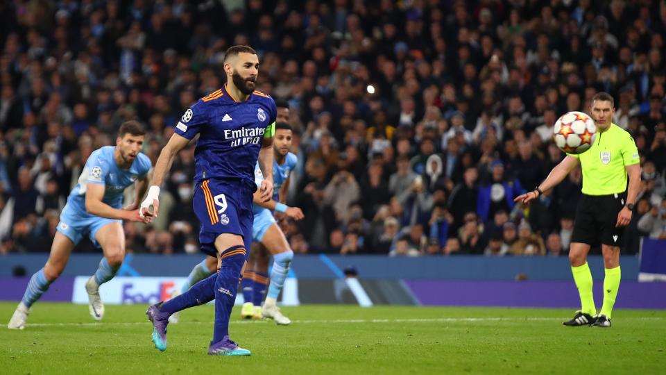 Karim Benzema dispatches a Panenka penalty against Man City